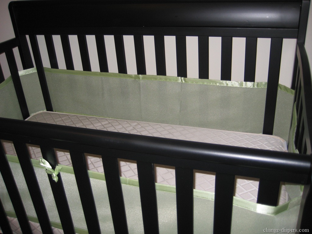 grey mesh crib bumper