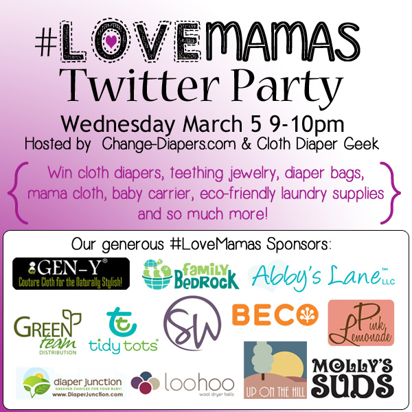 #lovemamas Twitter party with @chgdiapers and @clothdiapergeek