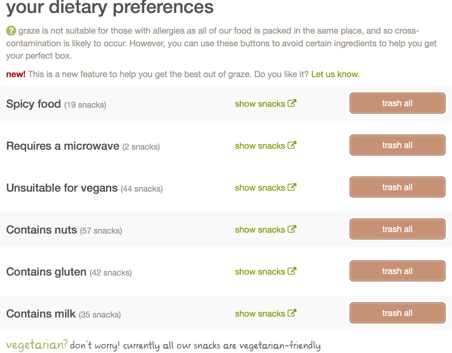 graze dietary preferences