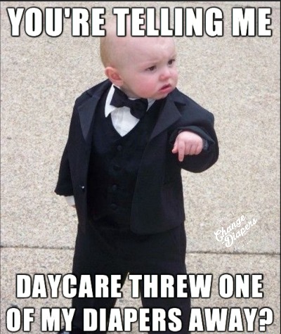 Godfather baby says they will pay for throwing his #clothdiapers away - humor via @chgdiapers