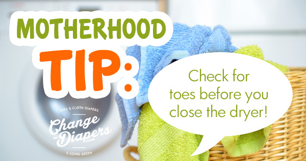 Motherhood tip - always check for toes before you close the dryer - via @chgdiapers