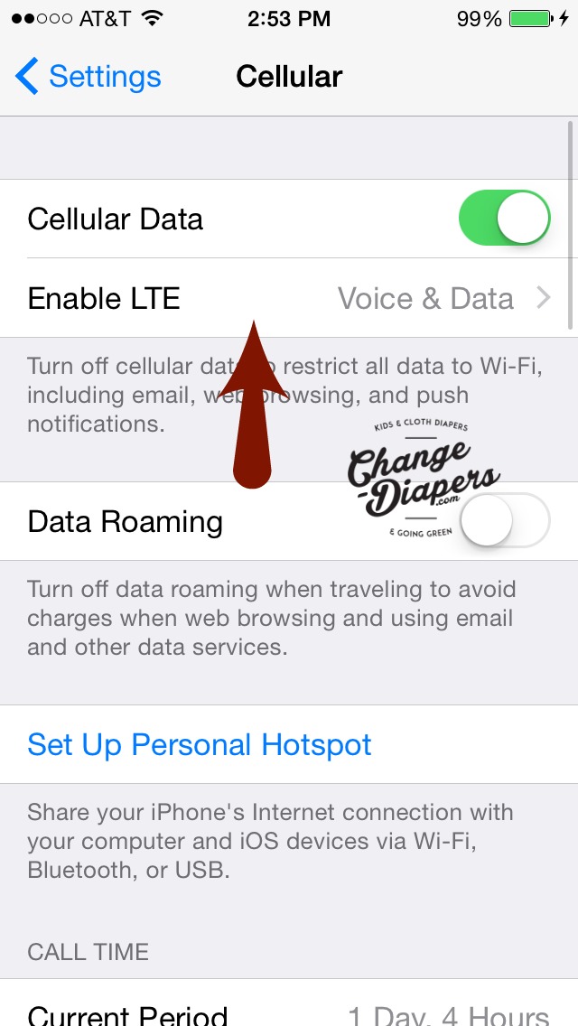 Fix Dropped Calls on iPhone 6 AT&T - enable lte
