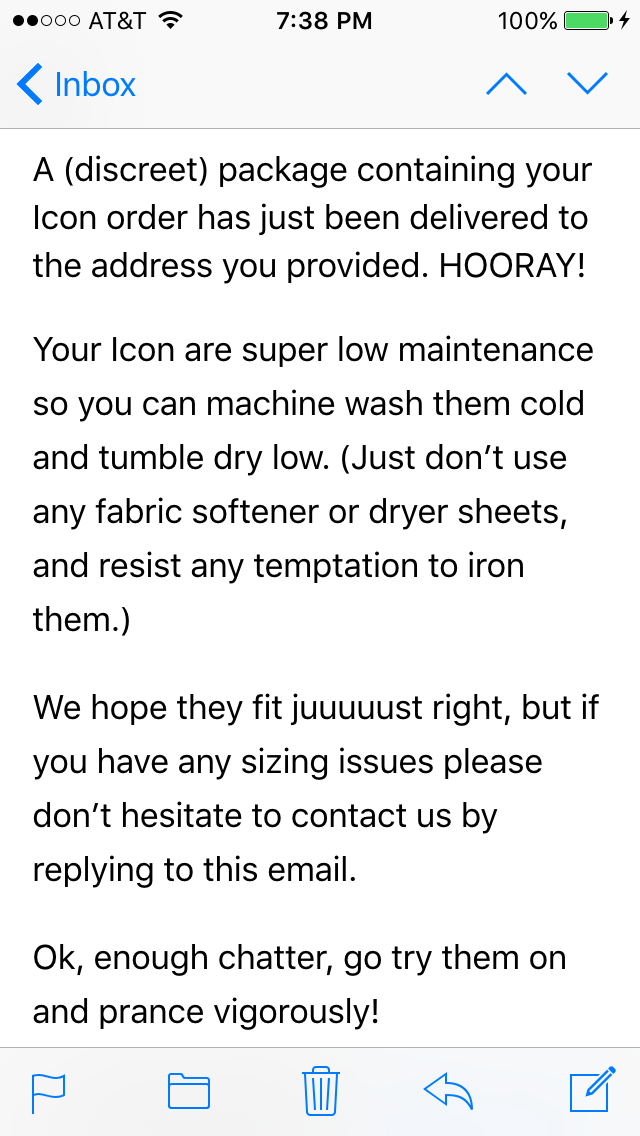 @IconUndies confirmation email via @chgdiapers